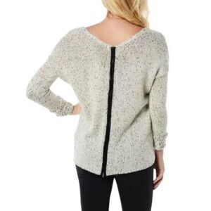 Anthropologie Leather Trim Alpaca & Wool Blend Tunic Sweater Preppy Grunge